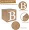 Baby Boxes with Letters for Baby Shower, 4pcs Rustic Farmhouse Style Boho Balloon Boxes with Burlap Grain for Birthday Gender Reveal Decoration Backdrop Photo Props